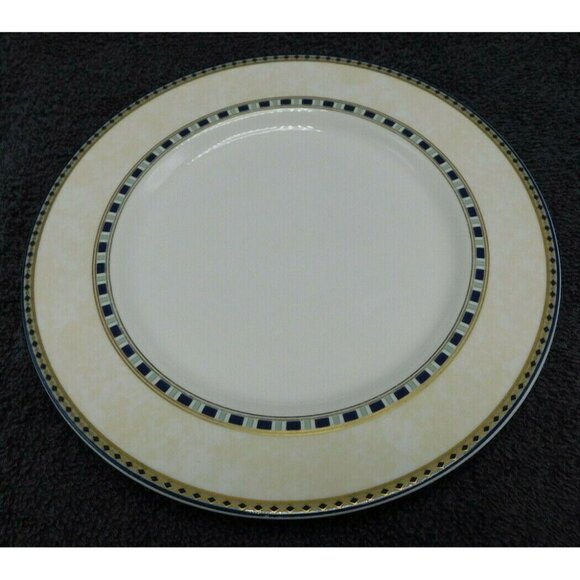 Mikasa Pavilion Bone China Bread & Butter Plate Blue Gold Geometric Border - Picture 1 of 4